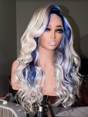 Blonde and Blue Long Wavy Lace Front Wig UPDATE!! PLZ READ
